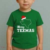 Merry Texmas Texas State Christmas Light Outline Santa Hat Toddler T-Shirt thumb 2