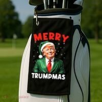 Merry Trumpmas Trump Christmas Santa Hat Gift Golf Towel thumb 2