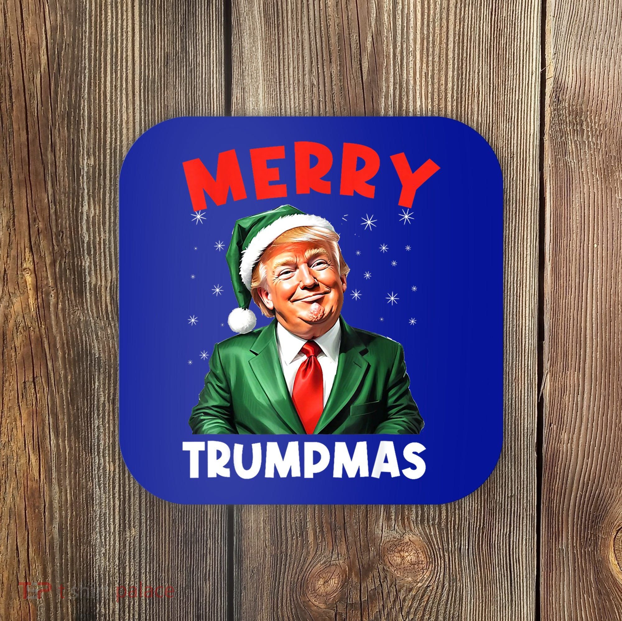Merry Trumpmas Trump Christmas Santa Hat Gift Coaster