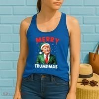 Merry Trumpmas Trump Christmas Santa Hat Gift Women's Tank Top thumb 2