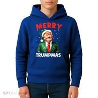 Merry Trumpmas Trump Christmas Santa Hat Gift Kids Hoodie thumb 4