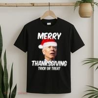 Merry Thanksgiving Trick Or Treat Funny Christmas Joe Biden T-Shirt thumb 2