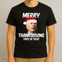 Merry Thanksgiving Trick Or Treat Funny Christmas Joe Biden T-Shirt thumb 3
