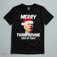Merry Thanksgiving Trick Or Treat Funny Christmas Joe Biden T-Shirt thumb 5