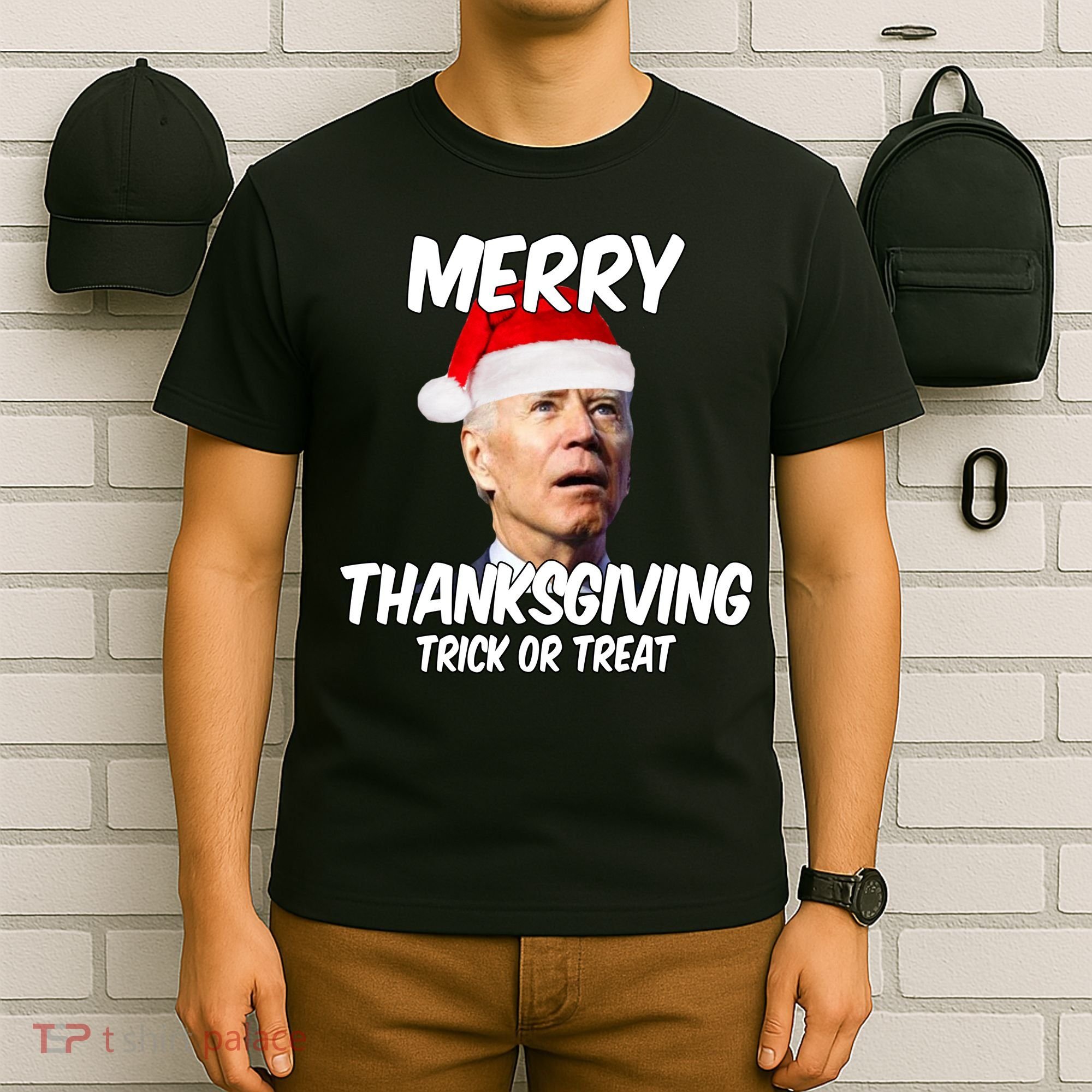 Merry Thanksgiving Trick Or Treat Funny Christmas Joe Biden T-Shirt