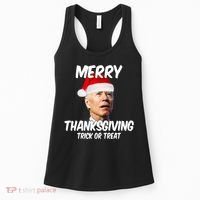 Merry Thanksgiving Trick Or Treat Funny Christmas Joe Biden Women's Tank Top thumb 0