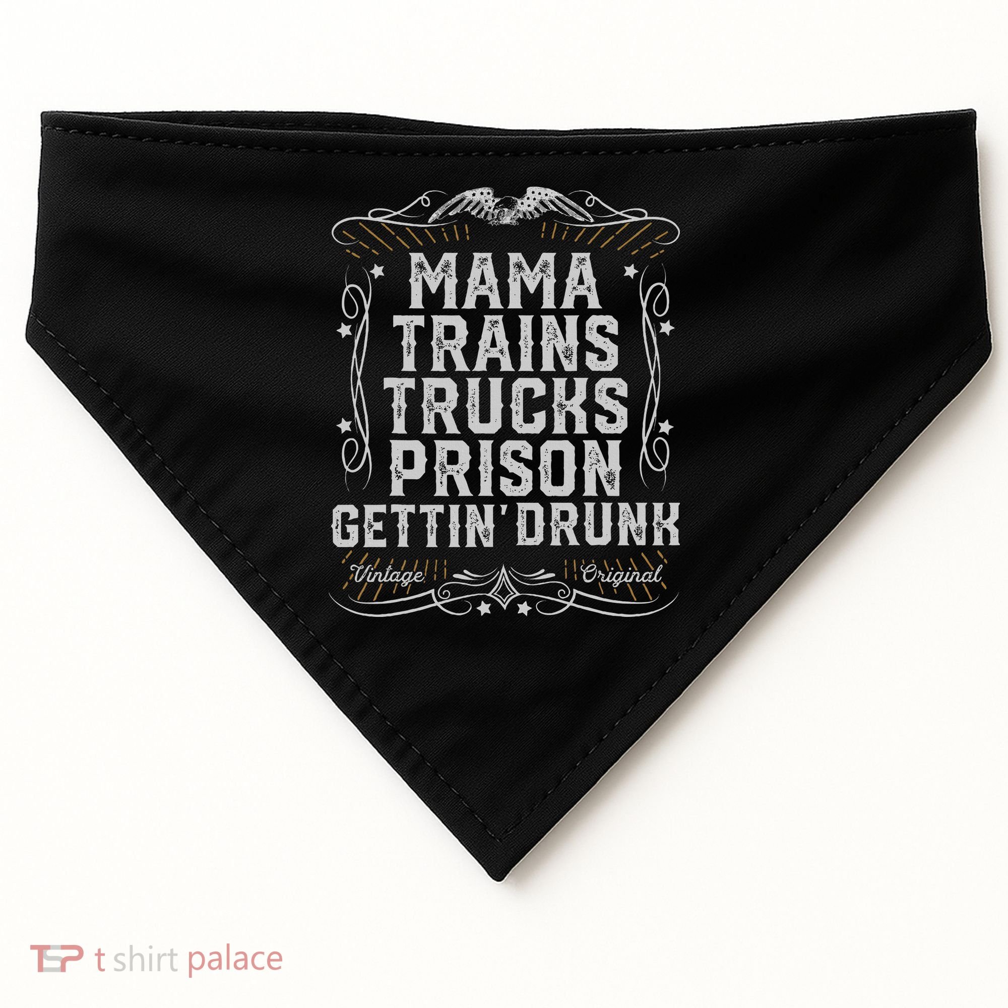 Mama Trains Trucks Prison Gettin Drunk Country Music Gift USA-Made Doggie Bandana