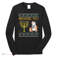Meowzel Tov Ugly Hanukkah Cat Funny Long Sleeve Shirt thumb 0