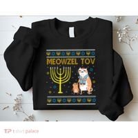 Meowzel Tov Ugly Hanukkah Cat Funny Sweatshirt thumb 2