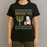 Meowzel Tov Ugly Hanukkah Cat Funny T-Shirt thumb 4