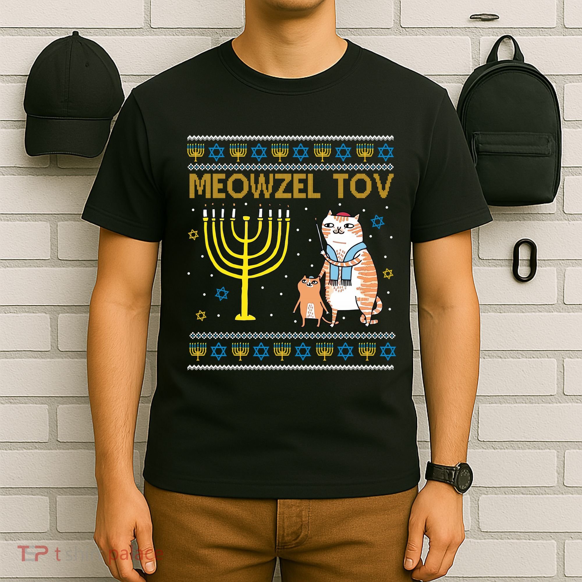 Meowzel Tov Ugly Hanukkah Cat Funny T-Shirt