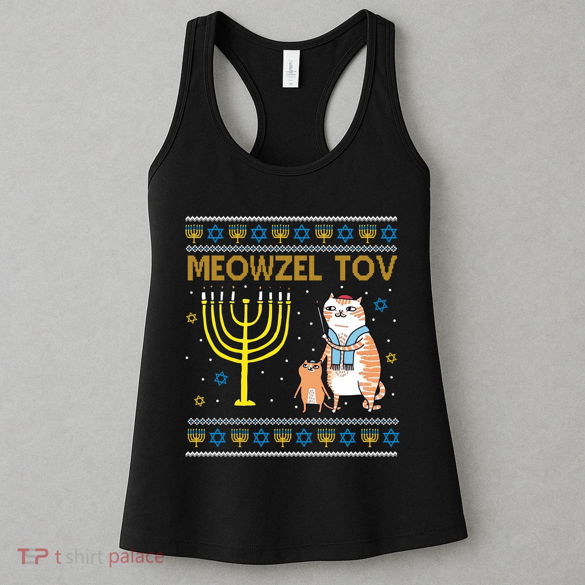 Meowzel Tov Ugly Hanukkah Cat Funny Women's Tank Top