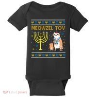 Meowzel Tov Ugly Hanukkah Cat Funny Baby Bodysuit thumb 0
