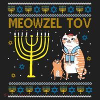 Meowzel Tov Ugly Hanukkah Cat Funny Hat thumb 2