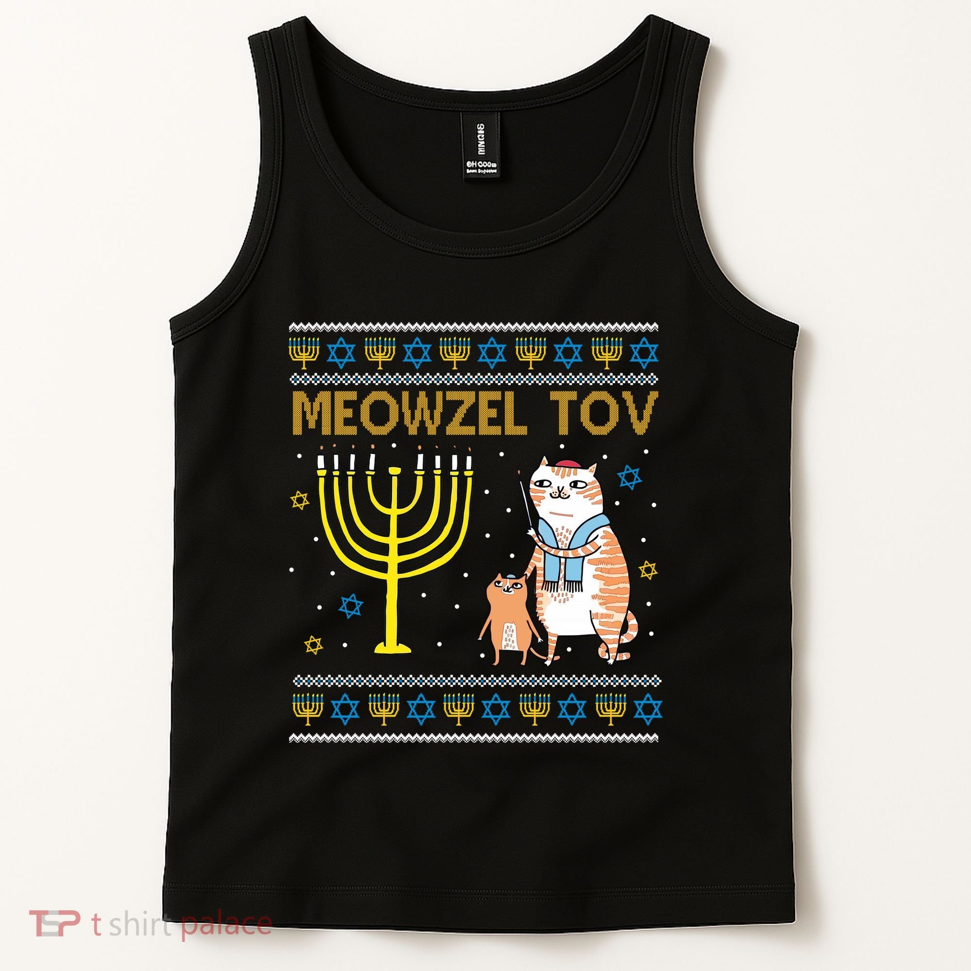 Meowzel Tov Ugly Hanukkah Cat Funny Tank Top