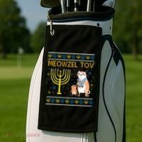 Meowzel Tov Ugly Hanukkah Cat Funny Golf Towel thumb 2