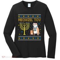Meowzel Tov Ugly Hanukkah Cat Funny Women's Long Sleeve Shirt thumb 0