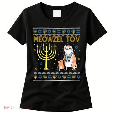 Meowzel Tov Ugly Hanukkah Cat Funny Women's T-Shirt