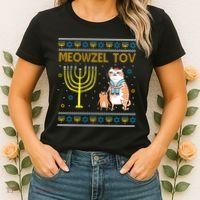 Meowzel Tov Ugly Hanukkah Cat Funny Women's T-Shirt thumb 2