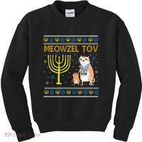 Meowzel Tov Ugly Hanukkah Cat Funny Kids Sweatshirt thumb 0