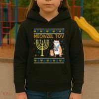 Meowzel Tov Ugly Hanukkah Cat Funny Kids Hoodie thumb 3