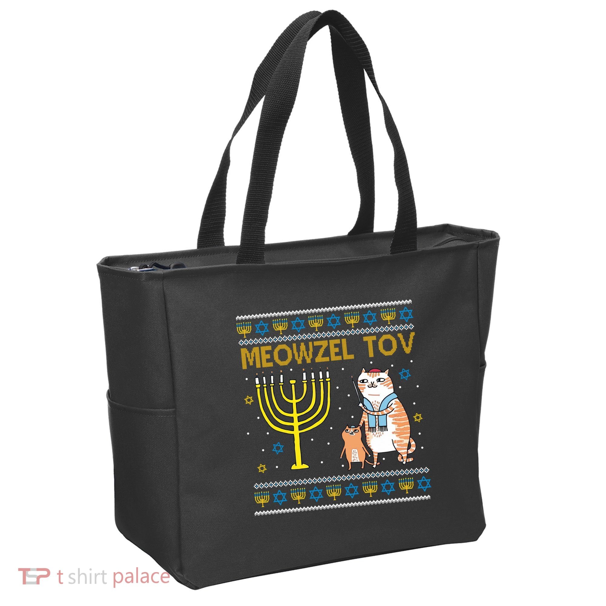 Meowzel Tov Ugly Hanukkah Cat Funny Tote Bag