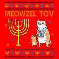 Meowzel Tov Ugly Hanukkah Cat Funny Santa Hat thumb 1