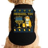 Meowzel Tov Ugly Hanukkah Sweater Cat Chanukah Jew Menorah Doggie Tank thumb 0