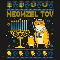 Meowzel Tov Ugly Hanukkah Sweater Cat Chanukah Jew Menorah Doggie Tank thumb 4