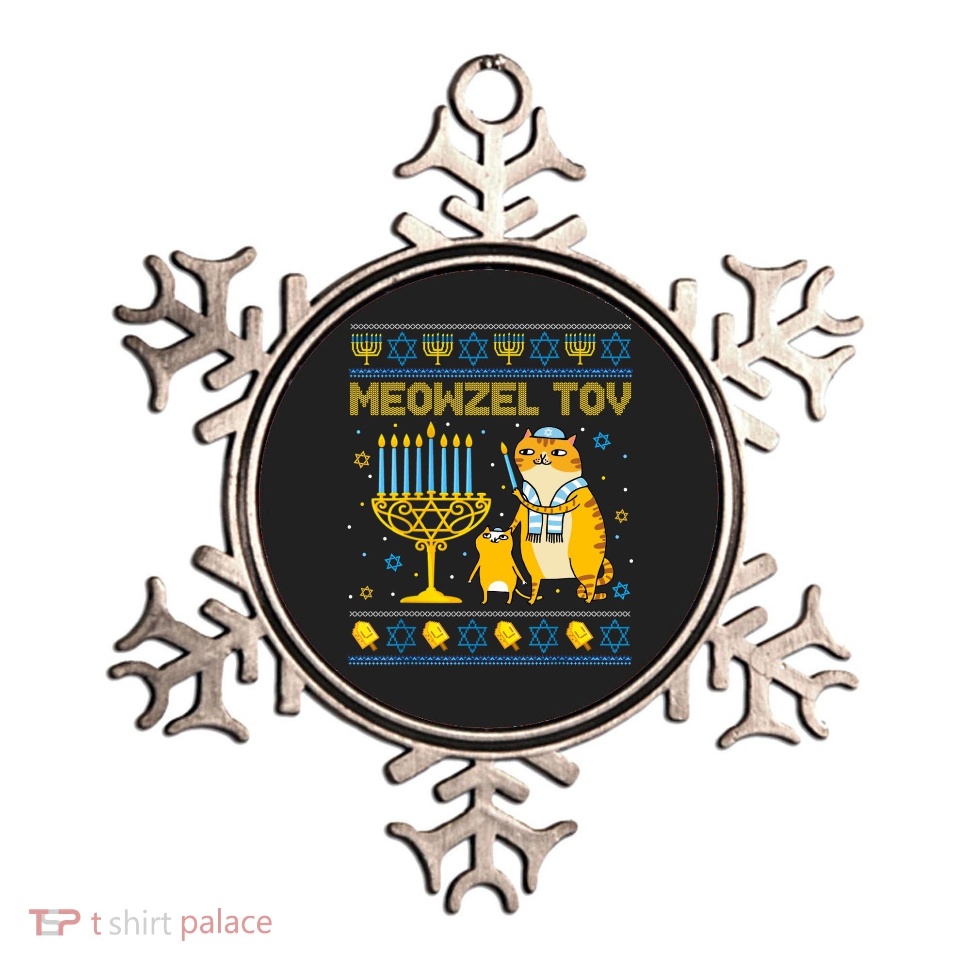 Meowzel Tov Ugly Hanukkah Sweater Cat Chanukah Jew Menorah Ornament