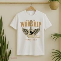 Made To Worship Psalm 95 1 Faith Christian Bible Verse T-Shirt thumb 2