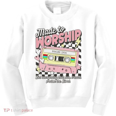 Made To Worship Scripture Bible Verse Christian Jesus Faith Kids Sweatshirt
