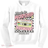 Made To Worship Scripture Bible Verse Christian Jesus Faith Kids Sweatshirt thumb 0