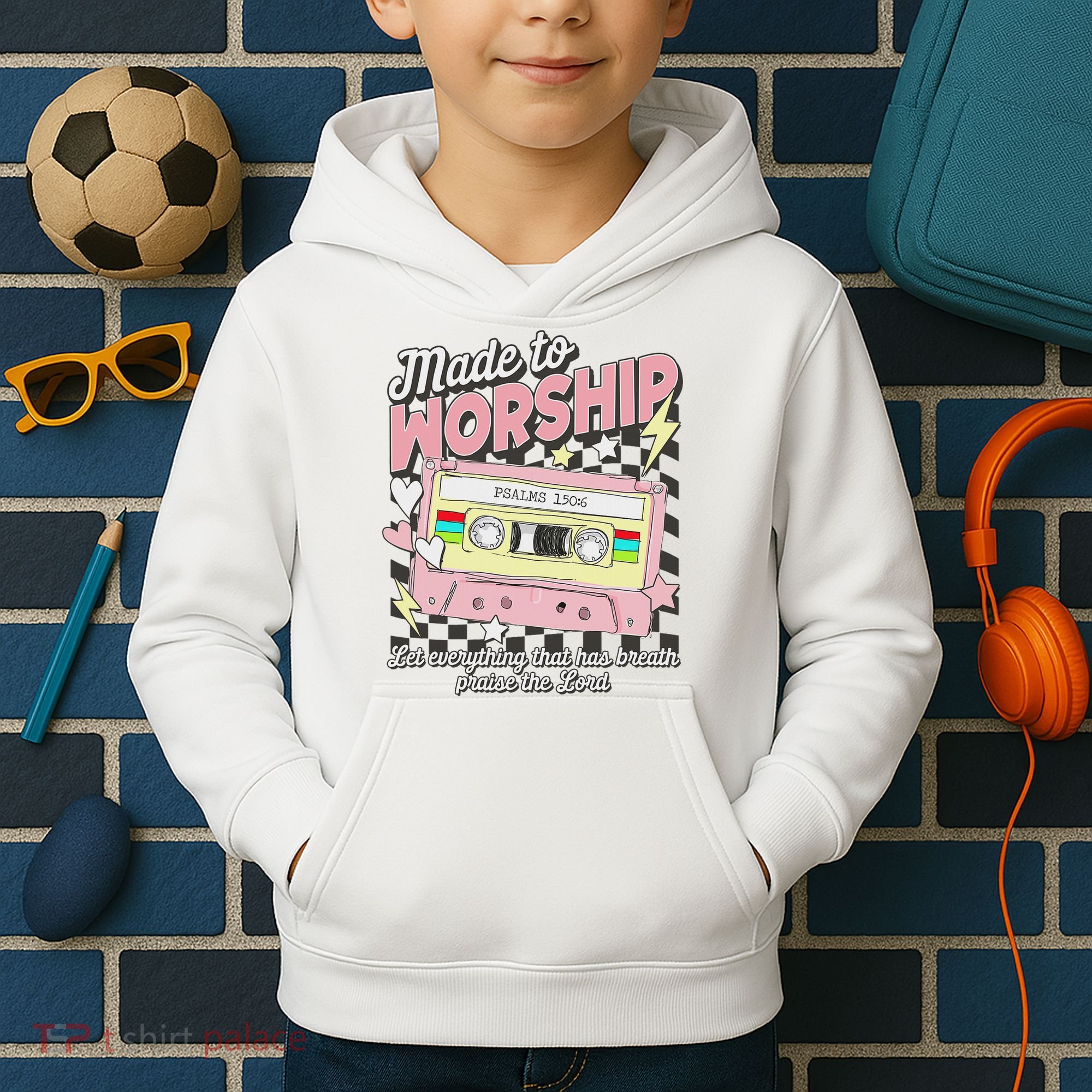 Made To Worship Scripture Bible Verse Christian Jesus Faith Kids Hoodie