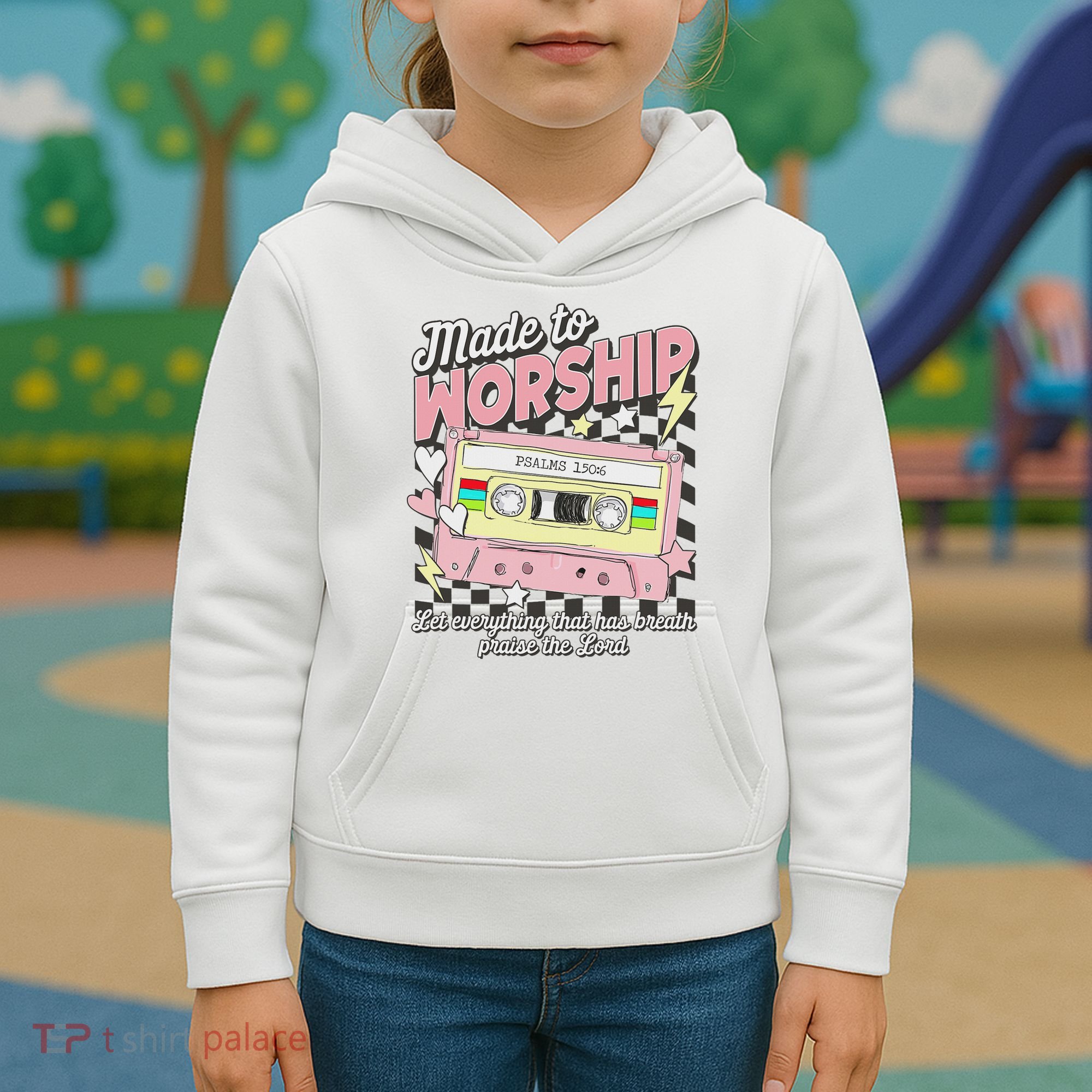 Made To Worship Scripture Bible Verse Christian Jesus Faith Kids Hoodie