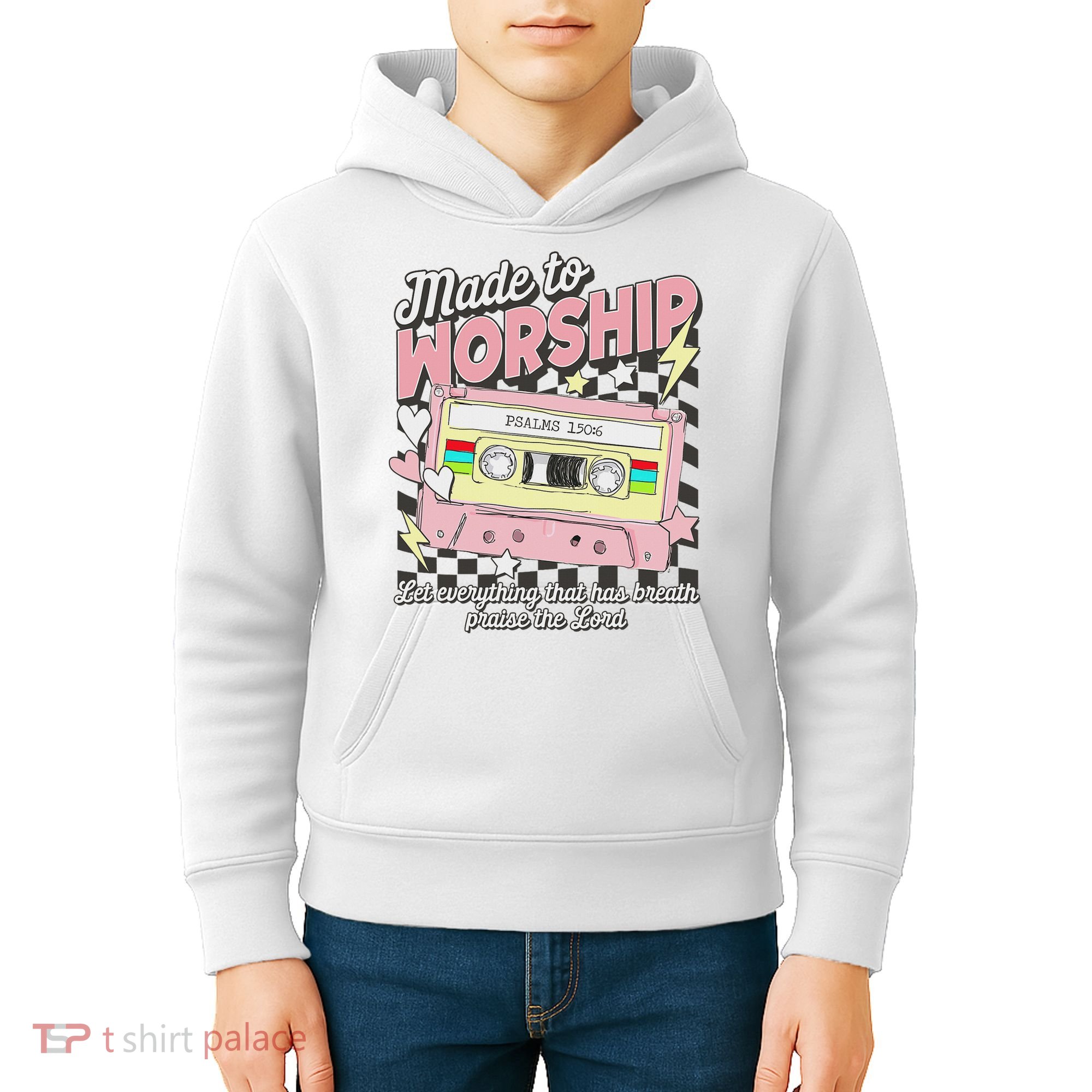 Made To Worship Scripture Bible Verse Christian Jesus Faith Kids Hoodie