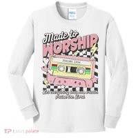 Made To Worship Scripture Bible Verse Christian Jesus Faith Kids Long Sleeve Shirt thumb 0