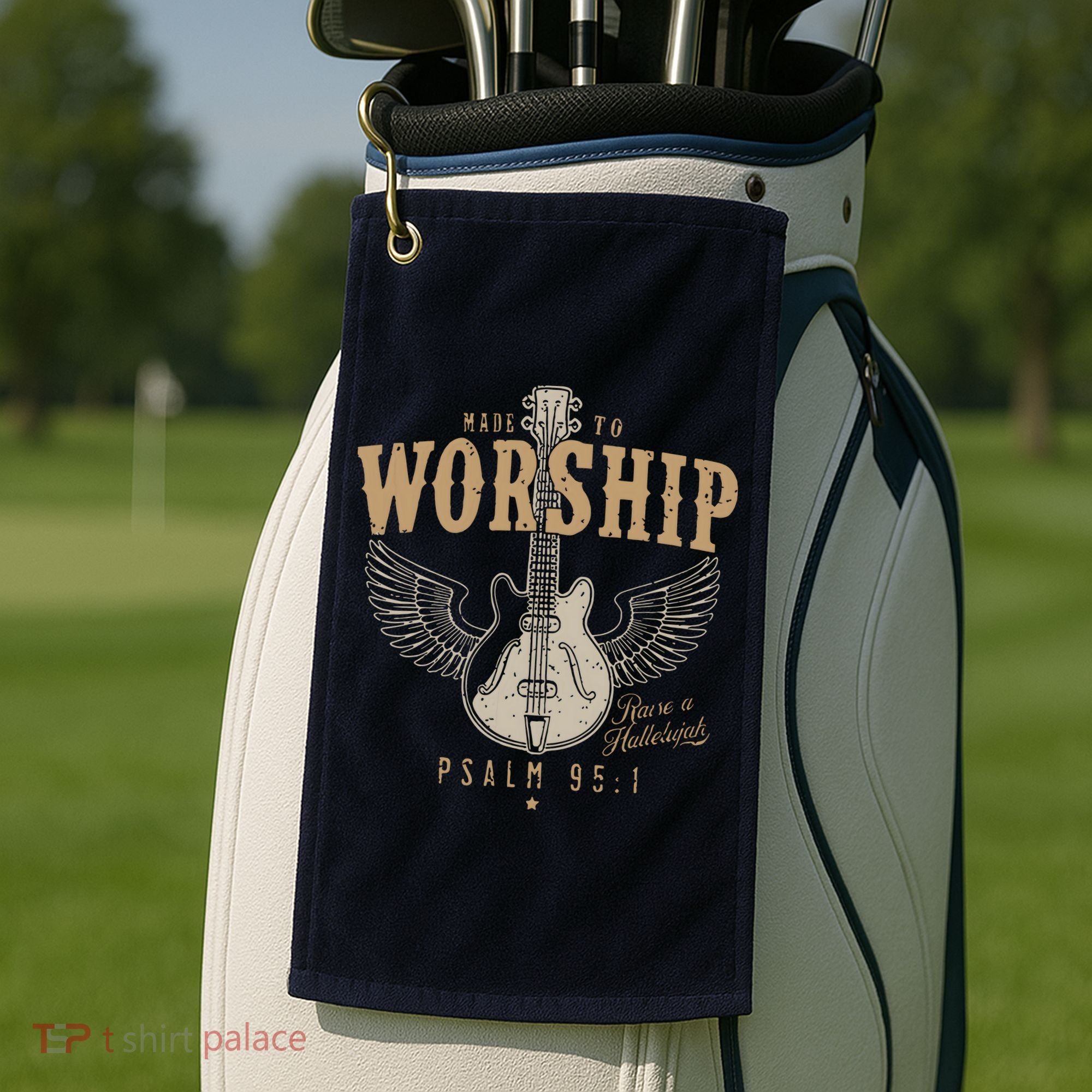 Made To Worship Psalm 95 1 Guitar Golf Towel
