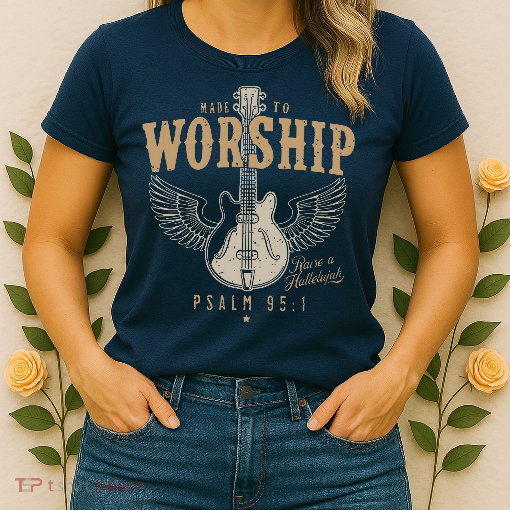 Made To Worship Psalm 95 1 Guitar Women's T-Shirt