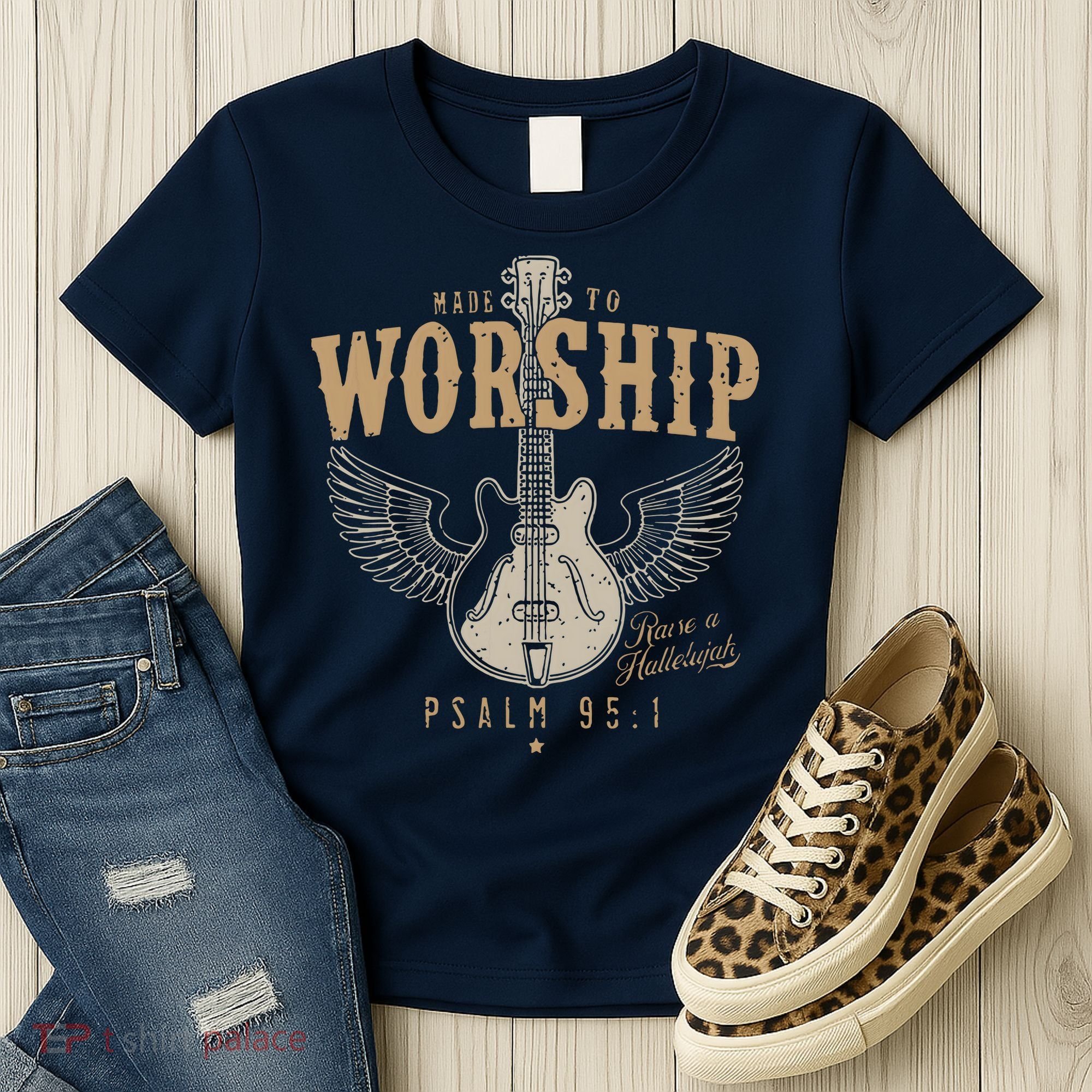 Made To Worship Psalm 95 1 Guitar Women's T-Shirt