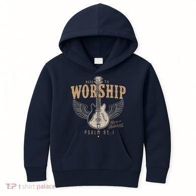 Made To Worship Psalm 95 1 Guitar Kids Hoodie