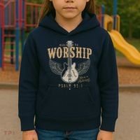Made To Worship Psalm 95 1 Guitar Kids Hoodie thumb 3