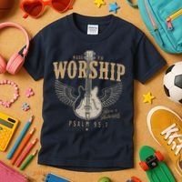 Made To Worship Psalm 95 1 Guitar Kids T-Shirt thumb 3