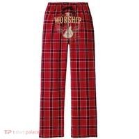Made To Worship Psalm 95 1 Guitar Women's Flannel Plaid Pajama Pants thumb 0