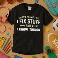 Mechanic Thats What I Do I Fix Stuff And I Know Things Kids T-Shirt thumb 3