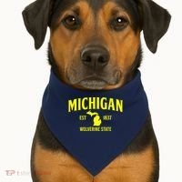 Michigan The Wolverines State USA-Made Doggie Bandana thumb 1