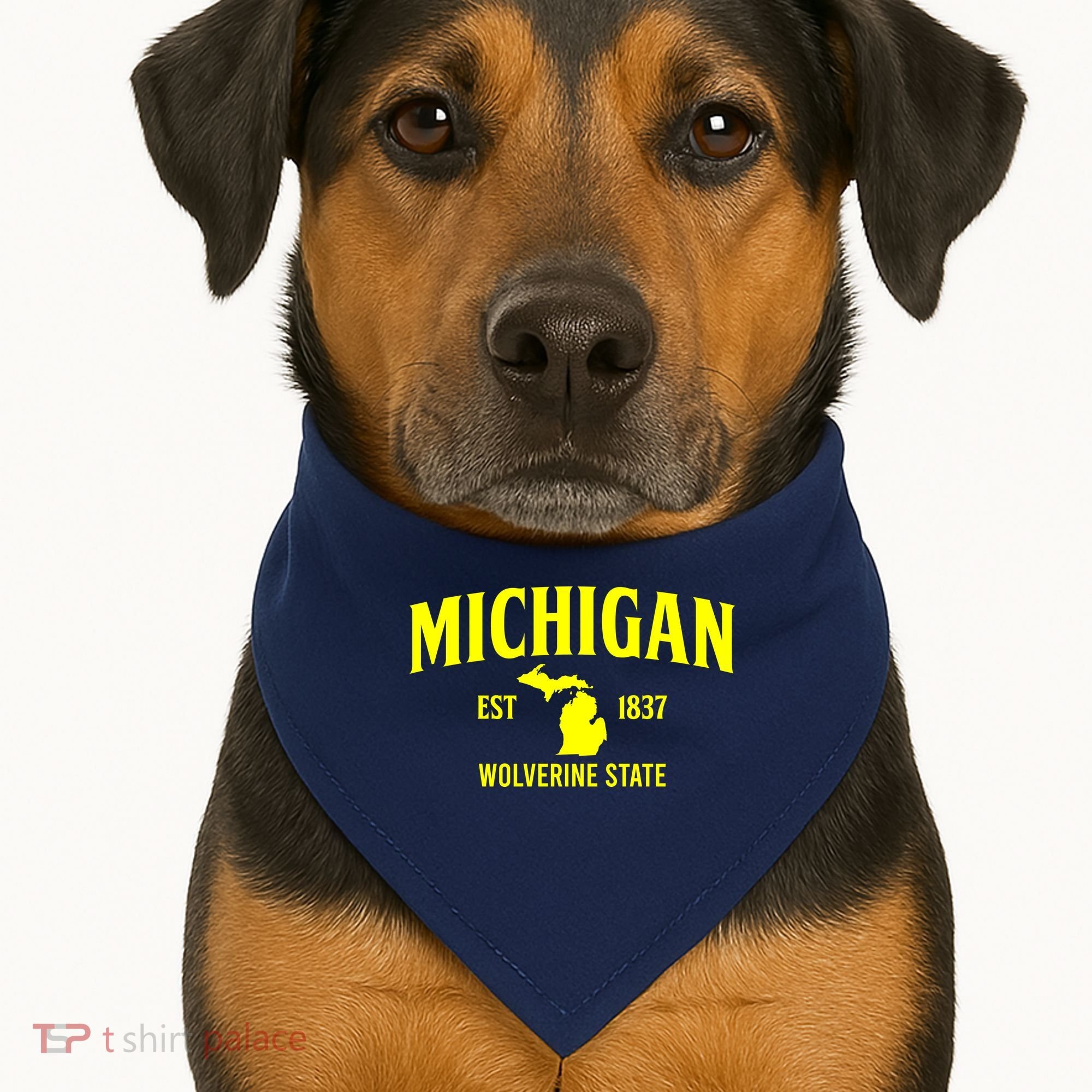Michigan The Wolverines State USA-Made Doggie Bandana