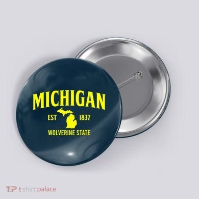 Michigan The Wolverines State Button