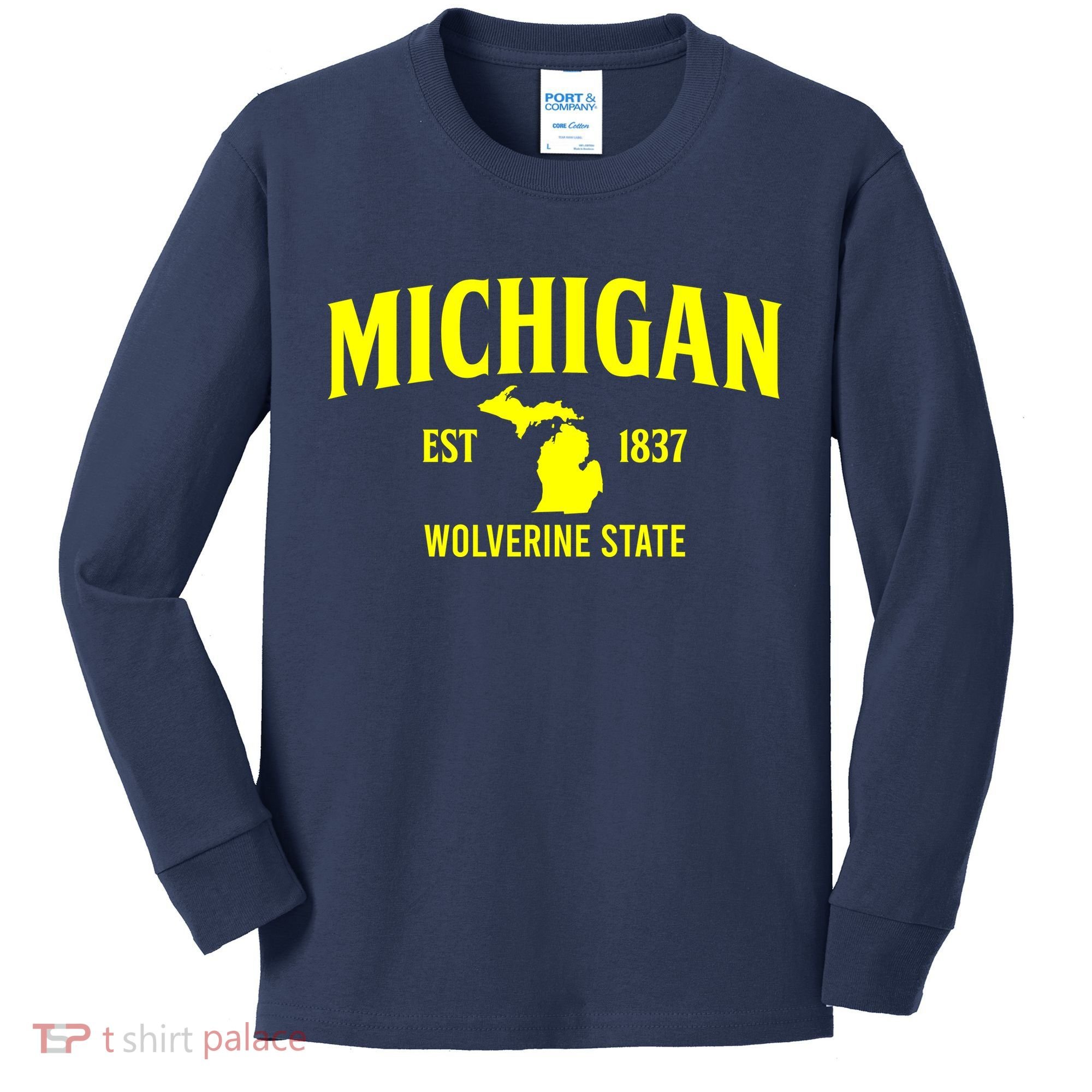Michigan The Wolverines State Kids Long Sleeve Shirt