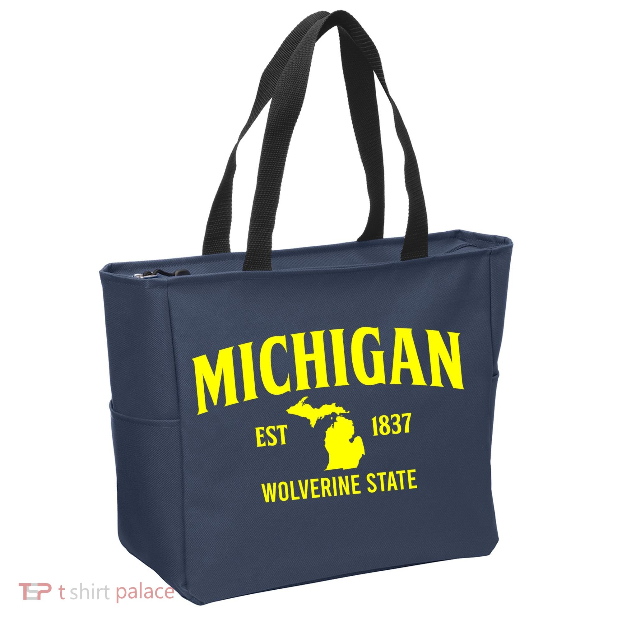 Michigan The Wolverines State Tote Bag